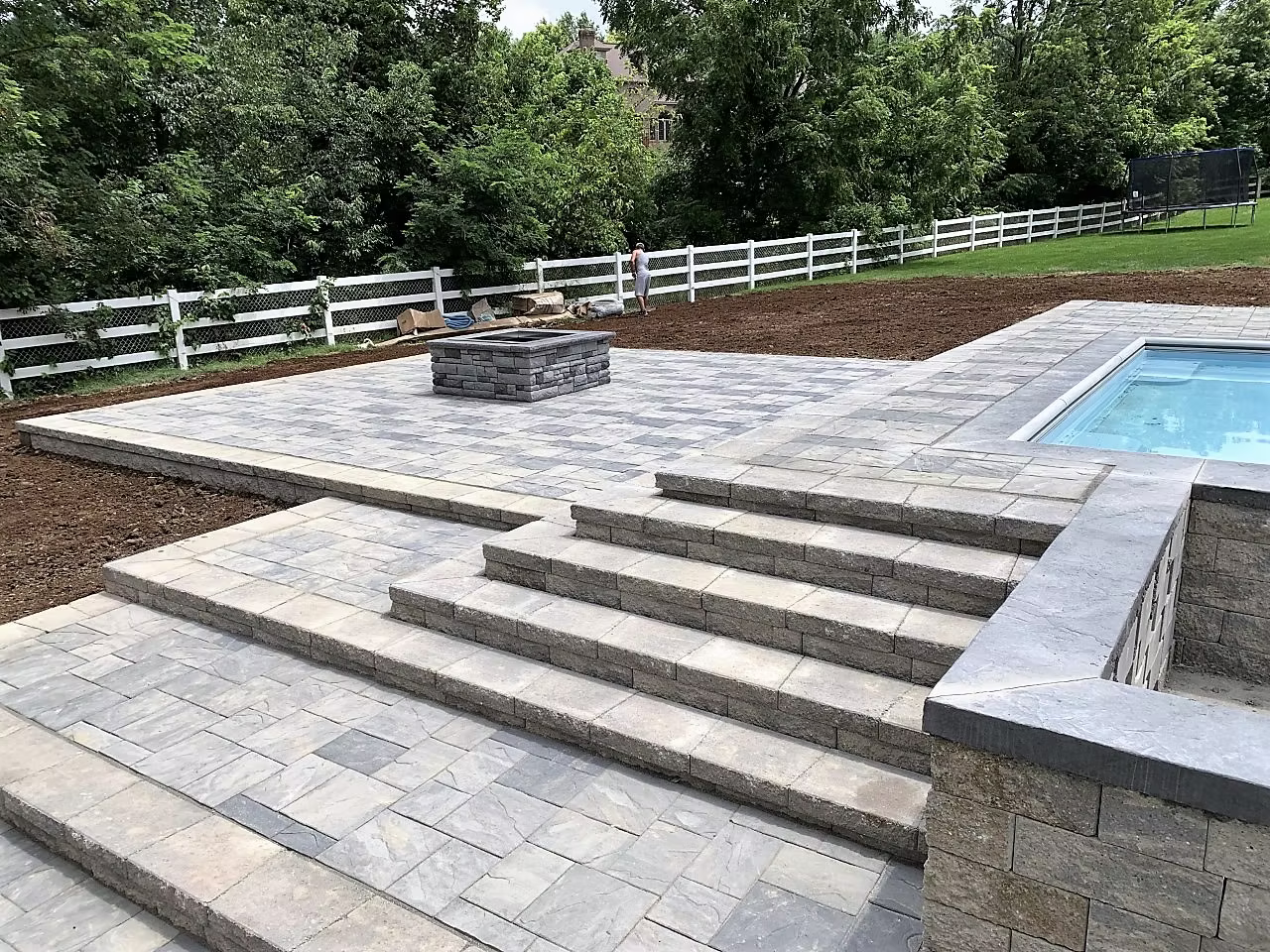 Smooth poured concrete patio slab with clean edges