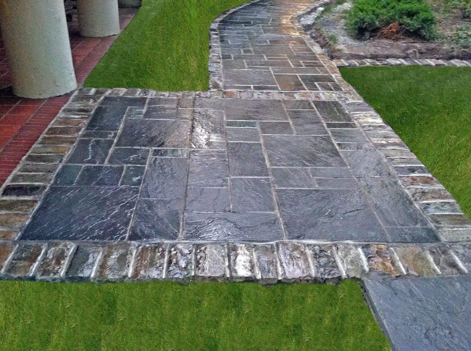 Stamped decorative concrete patio with pattern and color finish