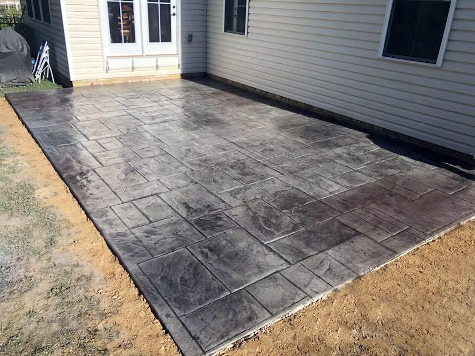 Stamped concrete patio with decorative border detail